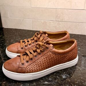 Johnston & Murphy Men's Banks Woven Lace-to-Toe Leather Sneakers – Tan
